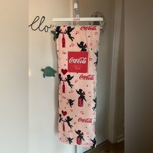 NEW Coca Cola Valentines Day Throw Blanket 60”x70” Pink Cupid Hearts